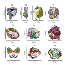 外贸胸针花朵器官大脑心脏牙齿子宫造型个性别针胸花包包滴油徽章