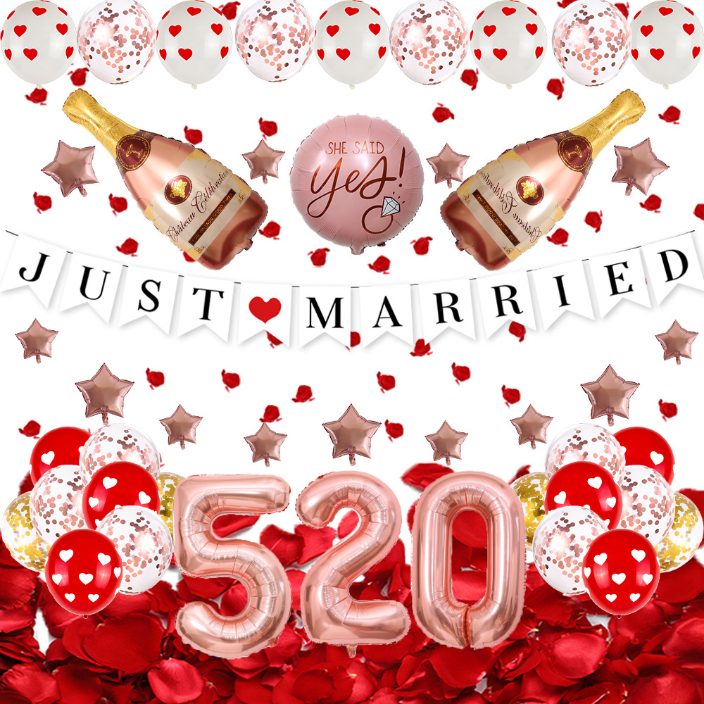 2024 nuevo Día de San Valentín decoración del partido carta tire bandera película de aluminio Digital globo decoración traje