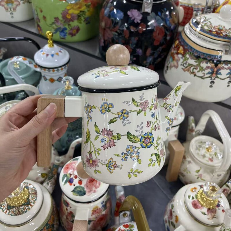 エナメルオイルポット、コーヒーポット、ケトル、ノスタルジックなエナメルワインポット、ホテル鍋、電磁調理器ユニバーサル|undefined