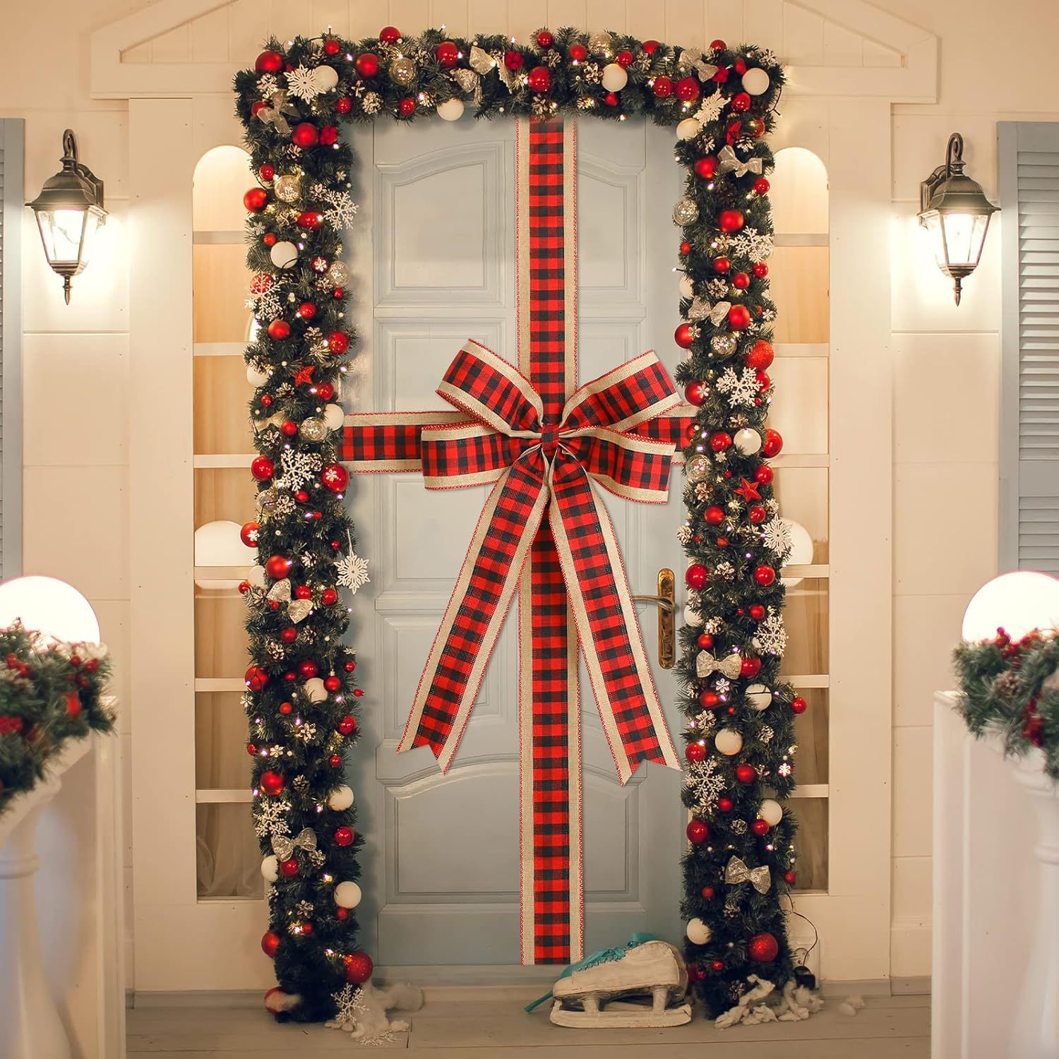 Bow Knot Pattern Christmas Simple Style Classic Style Bow Knot Cloth Holiday Festival Hanging Ornaments Decorative Props Tableware