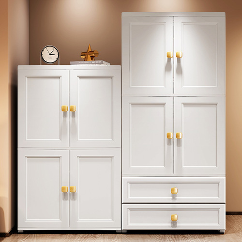 Overly Large 70 Width White Open Door Storage Cabinet for Infants and Children, Hanger Style Tiered Storage Cabinet with Drawer Cabinet