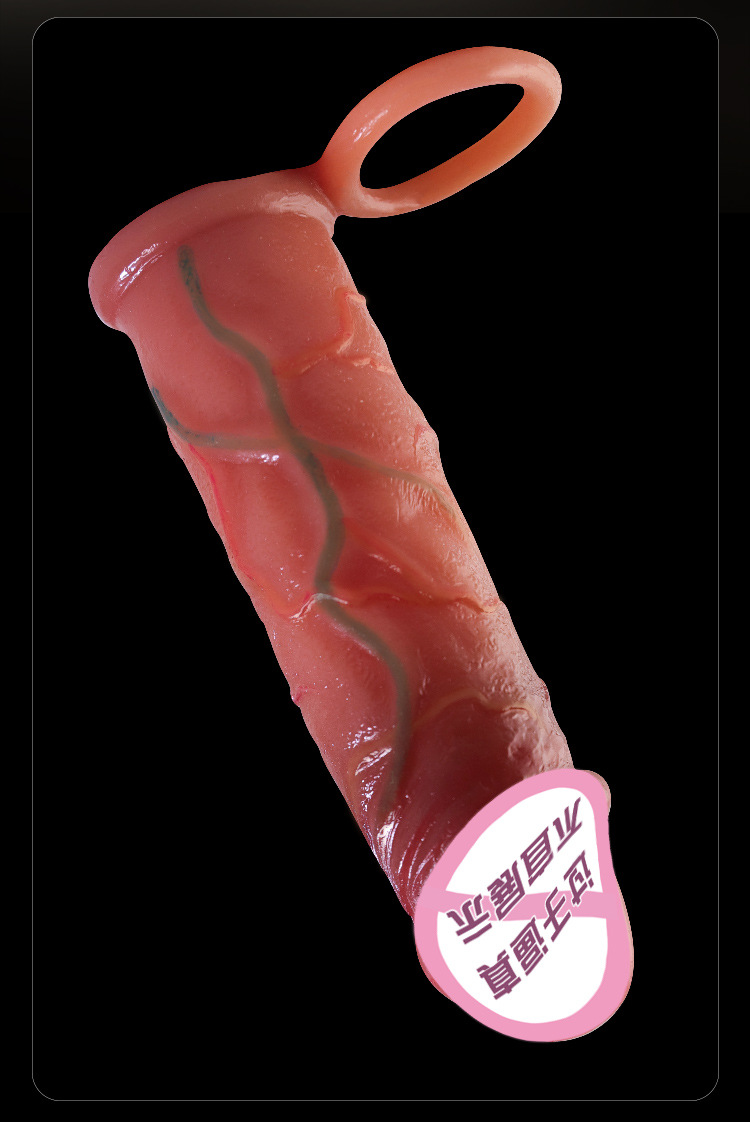 Liquid Silicone Penis Sleeve with Locking Ring, Flesh Tone, Adult Couples Wearable — detail image 20