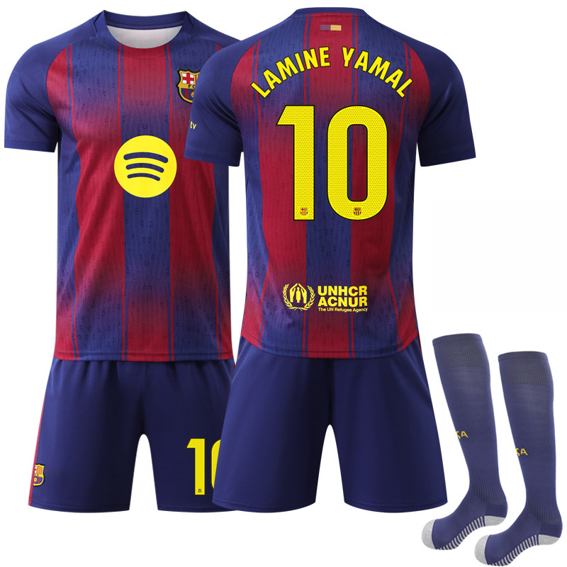 2526 新しい No.10 アマール ジャージ スポーツ ユニフォーム バルセロナ ホーム イエロー No.14 ラッシュフォード サッカー ユニフォーム セット|undefined