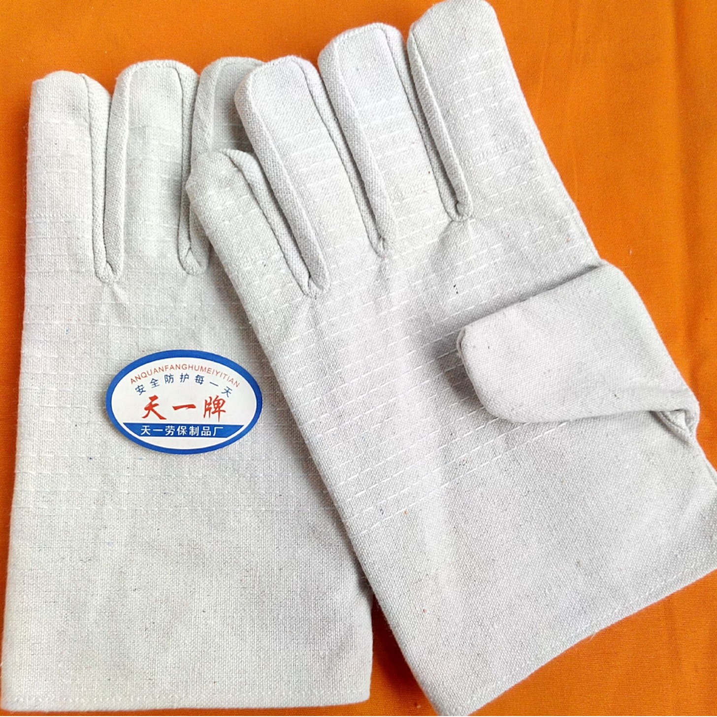 厂家烧烤棉纱手套电焊手套帆布劳保用品白甲24线双层帆布手套耐磨
