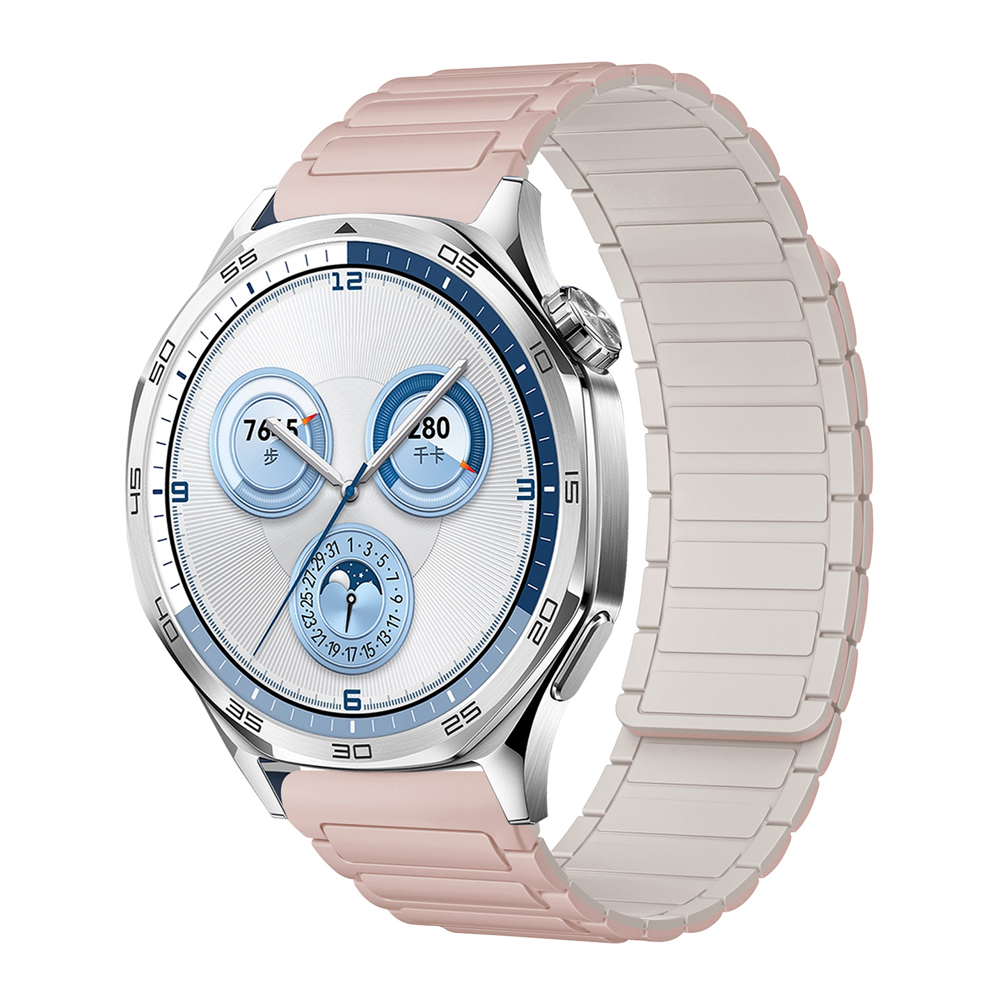 The watch4567 Armored I-shaped three-bead silicone magnetic watch strap is suitable for Huawei gt3, GT4 and GT5 watches undefined
