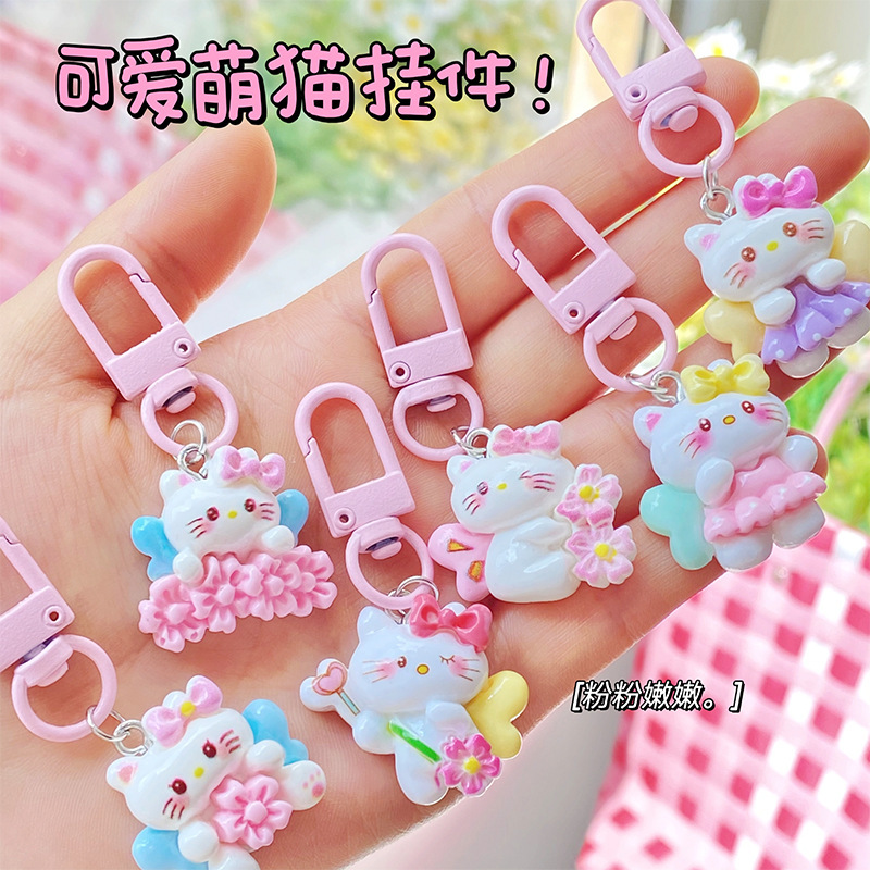 新しいさくら猫キーホルダーペンダント携帯電話かわいいペンダントジュエリー親友カップルバッグキーホルダーアクセサリー|undefined