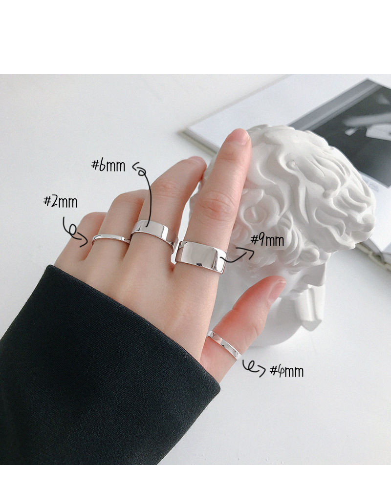Korean S925 Sterling Silver Ring Glossy Open Ring Female Joint Ring Tail Ring
