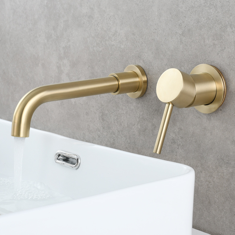 Montado en la pared de acero inoxidable cuenca caliente y fría del grifo oculta grifo lavabo de lavado de manos incrustado grifo