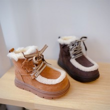 2025年冬季新款童鞋男童复古潮款棉靴韩版加厚保暖女童真皮雪地靴