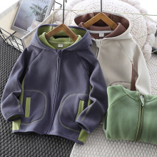 儿童外套2025秋季新款男童奥丽绒上衣保暖中大童毛绒拉链衫洋气