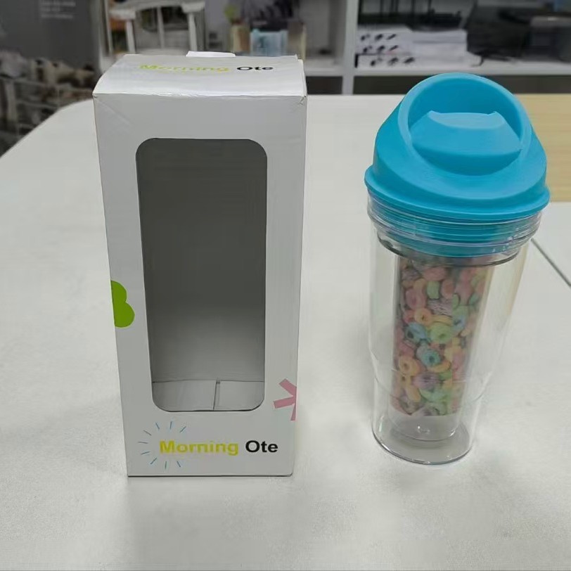Cross-border exclusive double-layer cereal cup, leak-proof, portable breakfast cup, plastic hot and cold dual-use milk and cereal cup