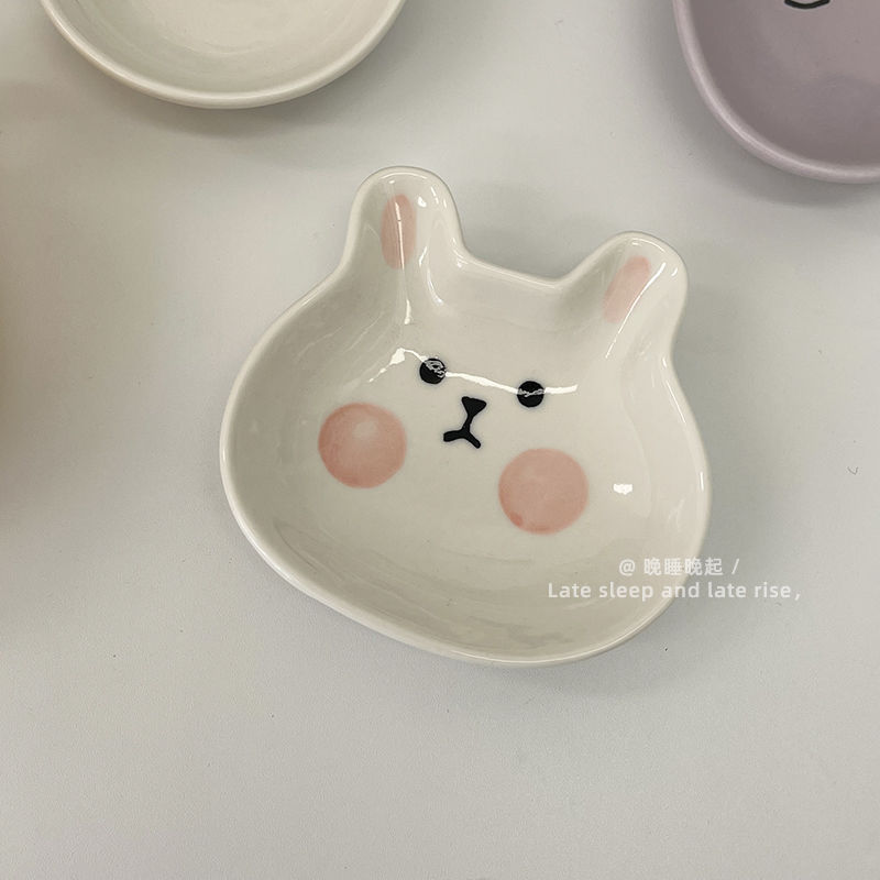 超かわいいアニメ陶磁器ボウル朝食ボウル家庭用陶磁器ヨーグルトボウル味皿に調味料皿をつけたおかず皿|undefined