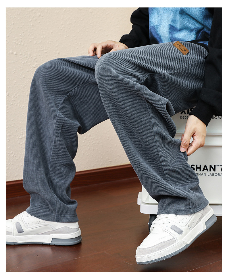 Men's Casual Straight-Leg Relaxed Corduroy Pants