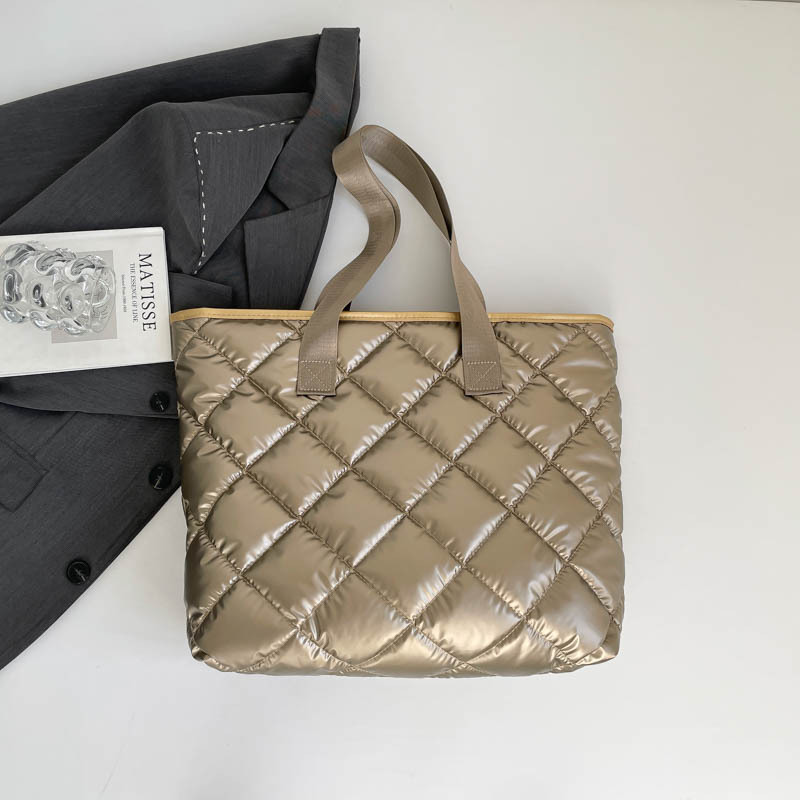 Embroidered Quilted Cotton Padded Shoulder Bag For Women Versatile_voghion.com