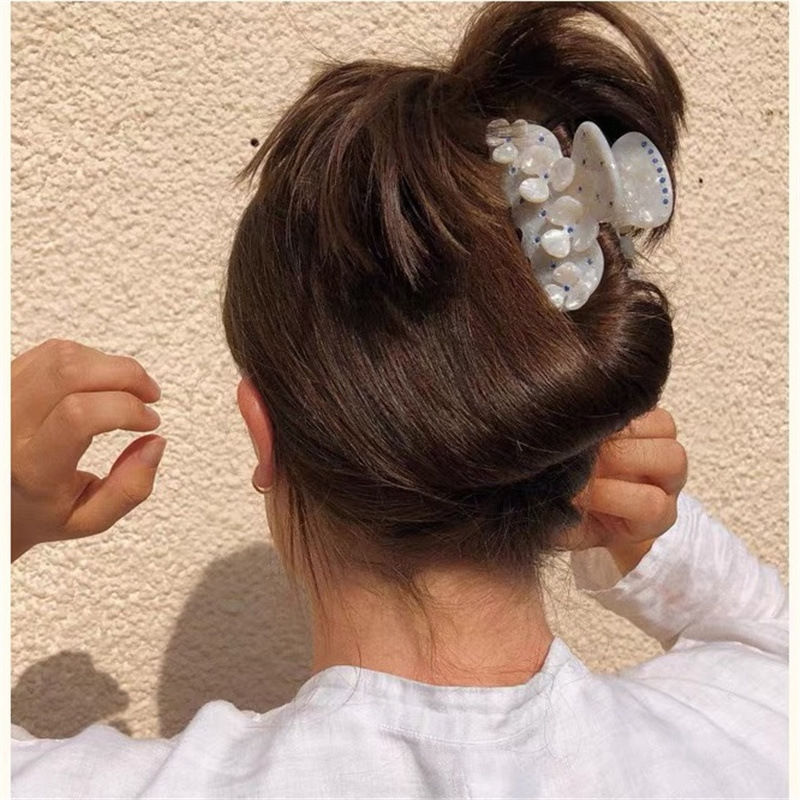 Corea del Sur Super Hada acetato flor diamante clip personalidad nicho celadón pelo agarre ins industria pesada Luz de lujo horquilla accesorios para el cabello