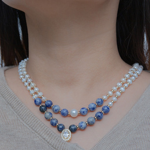 "5-6mm pearls, 9-10mm pearls and 8mm lapis lazulio with exquisite lapis lazulio pendants and water drops