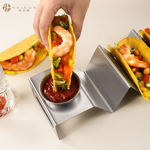 Creative stainless steel Mexican corn tortilla taco stand W-shaped griddle stand