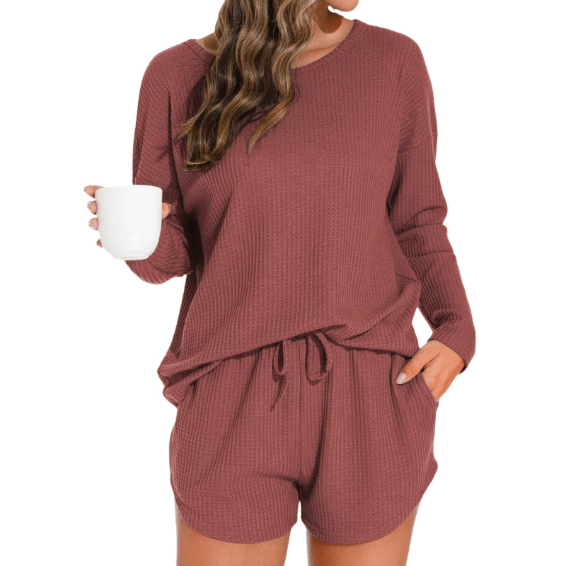 Knitted pijama, set, long-sleeve, shorts