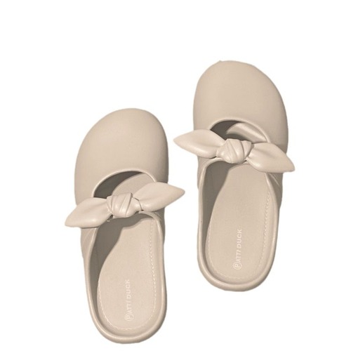 Women's Sweet and Simple Mary Jane Slip-On Sandals with Bow Knot, Versatile 2025 Summer Fashion, Bow-Covered One-Strap Flip-Flops