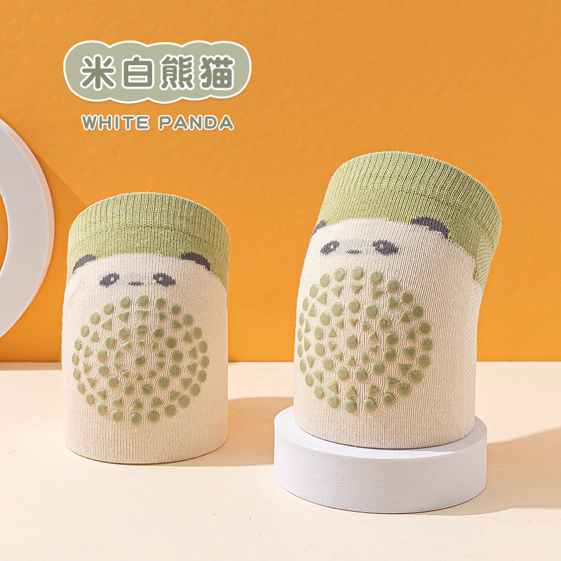 Medias de punto de malla de algodón fino, calcetines de punto de rastreo huecos, niños y niñas para bebés, calcetines de bebé, rodilleras de dibujos animados antideslizantes