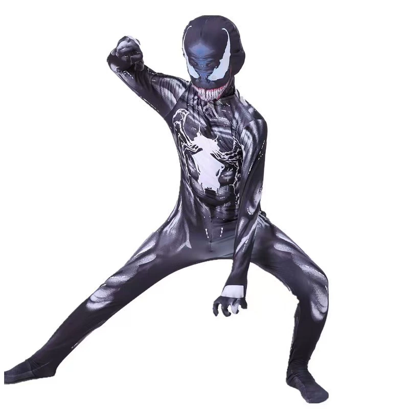 Новый комбинезон Venom костюм для Хэллоуина детский косплей костюмы Spider-Man Venom чёрно-белый комбинезон