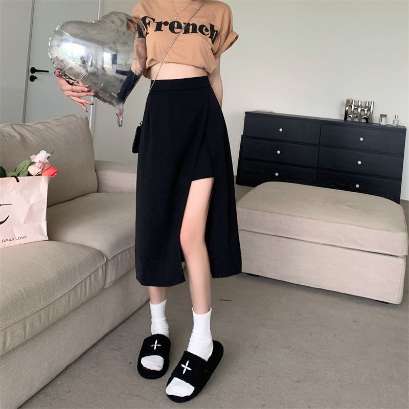 Irregular Suit Skirt for Women, High-Waisted, Retro-Style Design, Versatile A-Line Mid-Length Slim Pleated Skirt
