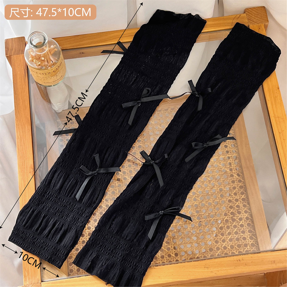 Funda de protección solar de seda de hielo de verano, manga de protección del corazón de niña de estilo de ballet salvaje, lazo, funda de brazo de ciclismo transpirable al por mayor