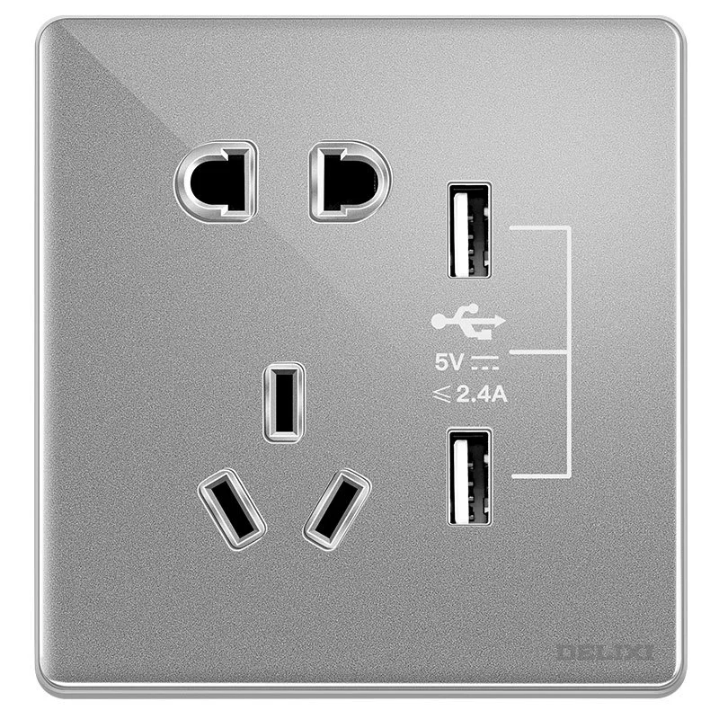 Панель Delixi Household 86 CD889 Ink Cai Caikai Open Double Control Starry Sky Gray Wall Switch