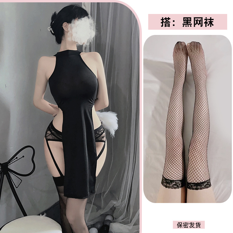 블랙 + 블랙 망사 스타킹