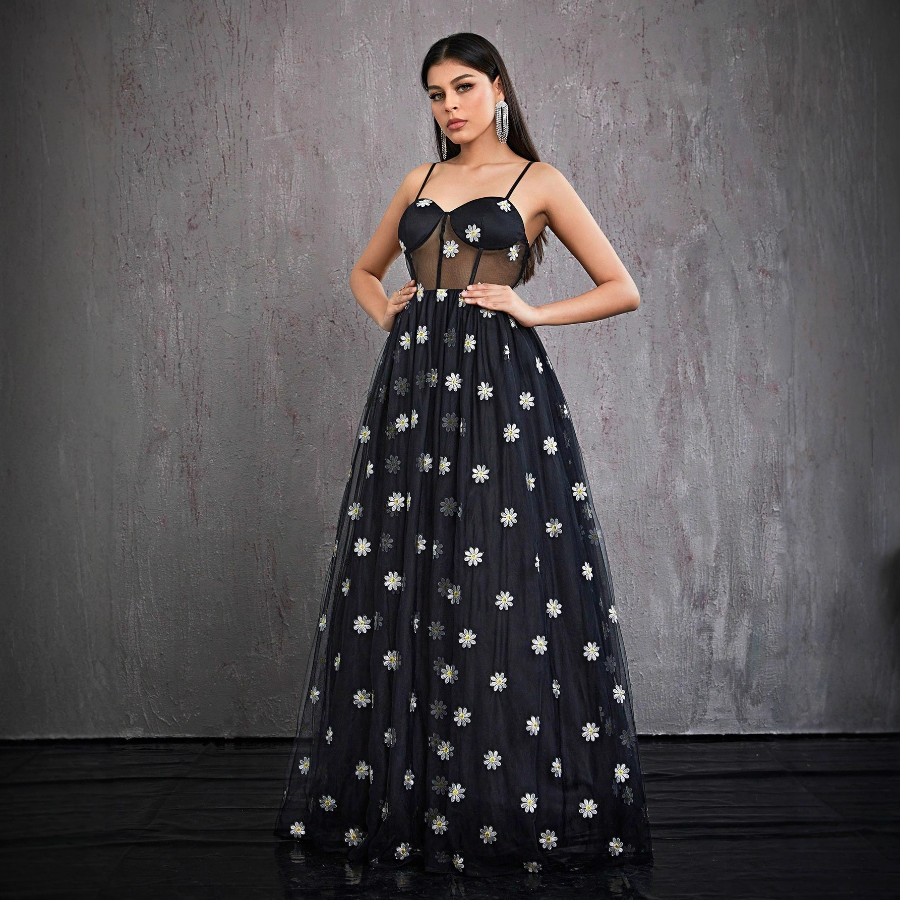 Cross-Border New Style Spaghetti Strap See-Through Evening Dress 2026 New Amazon Sexy Prom Cocktail Dress European and American Women's Clothing