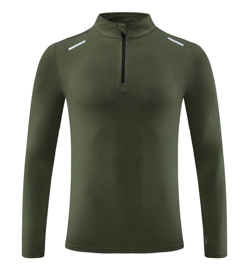 Camiseta deportiva de secado rápido de manga larga para hombres, tops de fitness para correr, ropa de entrenamiento de baloncesto con media cremallera al aire libre, otoño