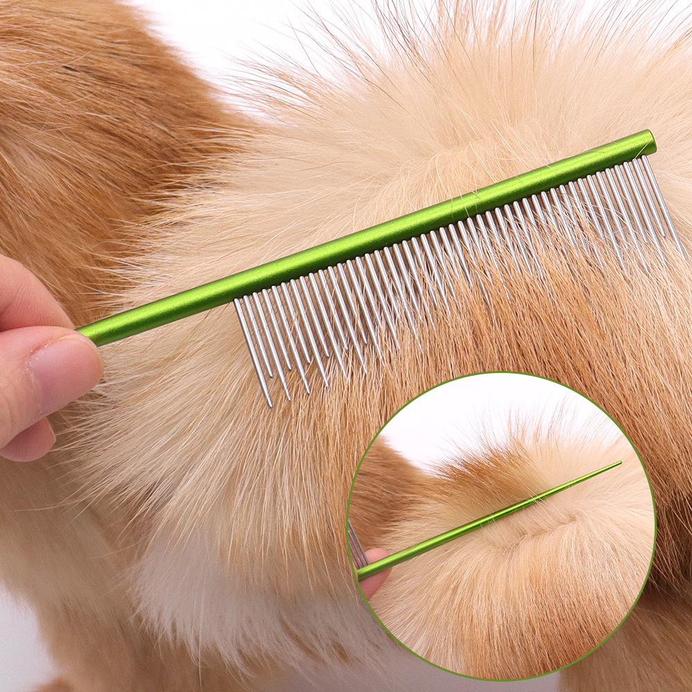 Peine para mascotas, peine, peine de cola puntiaguda de acero inoxidable, peine de pelo flotante, peine de pelo de perro, peine de pelo largo y corto