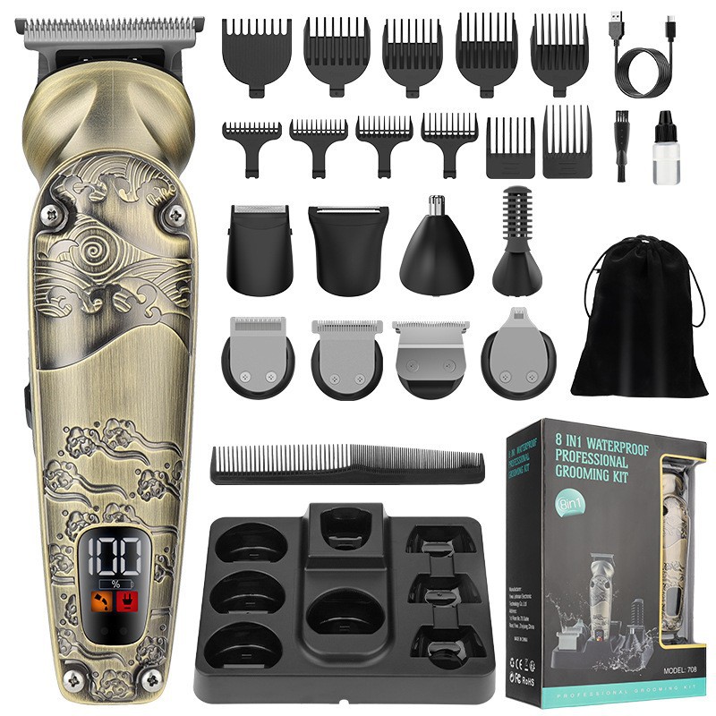 8 - en - 1 corte de pelo multifuncional conjunto de afeitar impermeable tijeras eléctricas domésticas afeitadoras eléctricas para hombres afeitadoras eléctricas