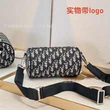 跨境货源 新款老花刺绣圆桶信使包Oblique时尚百搭单肩斜挎式男包