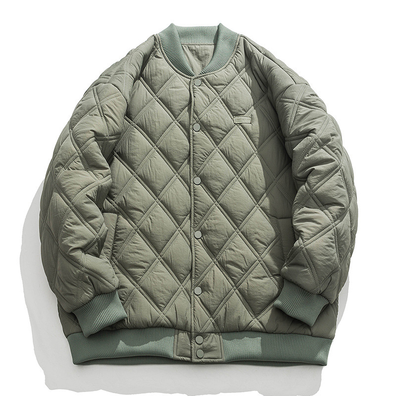 Herenkleding Ruitvormige katoenen jas heren herfst en winter 2023 nieuwe fluwelen verdikte katoenen jas losse en knappe werkkleding katoenen jas_voghion.com