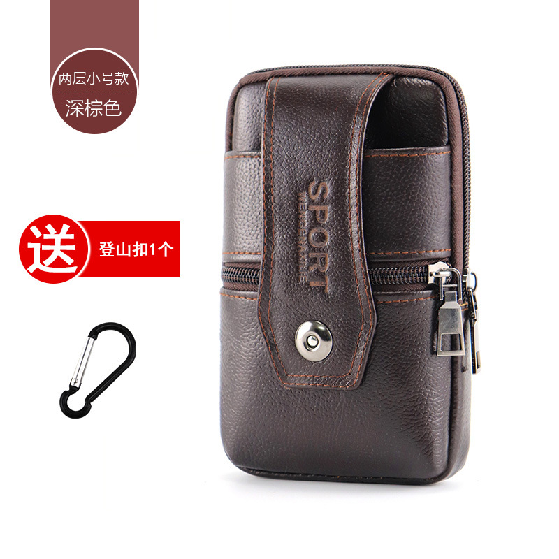 Bolso de cintura de teléfono móvil de mediana edad de cuero genuino cinturón de hombre hebilla vertical multifuncional bolso de teléfono móvil de piel de vaca de 6,5 pulgadas y 7,5 pulgadas