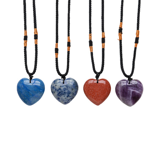 Donghai natural crystal semi-precious stone heart-shaped crafts love pendant energy stone 3cm necklace manufacturer wholesale