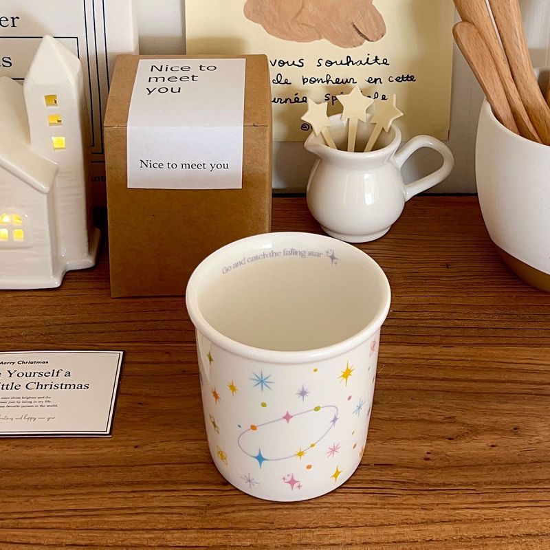 波点笑顔手握りカップかわいいins高颜値陶磁器コーヒーカップ朝食牛乳カップオフィス家庭カップ|undefined
