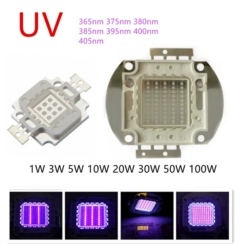 Ультрафиолетовый УФ-мощный светодиодный интегрированный 3-100W Purple 365/385/395/400/410nm Отвержденная печать
