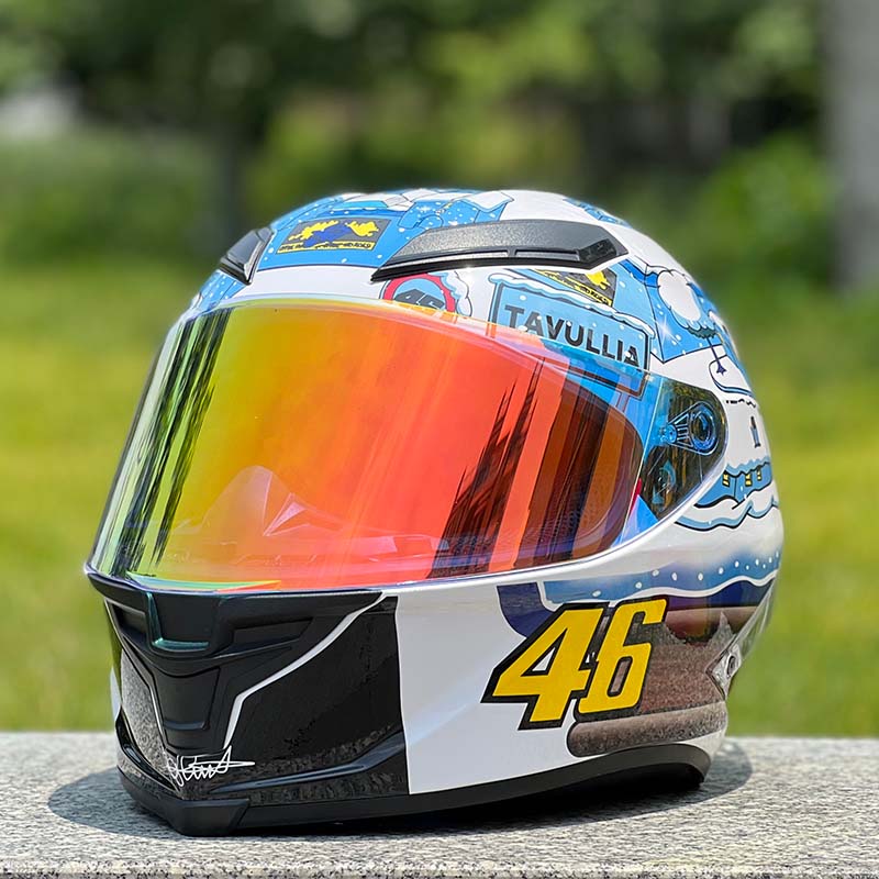 Motorcycle Helmet Personalized Snow House Style with Extended Spoiler
