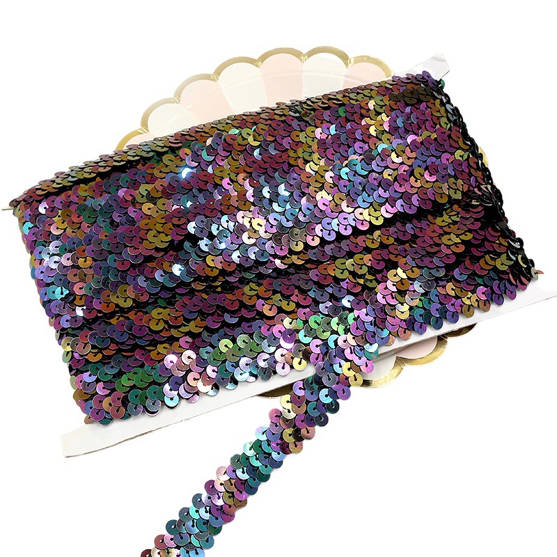 Accesorios de costura hechos a mano 2 filas elástico lentejuelas encaje baile Latino falda ropa la Etapa 20 colores