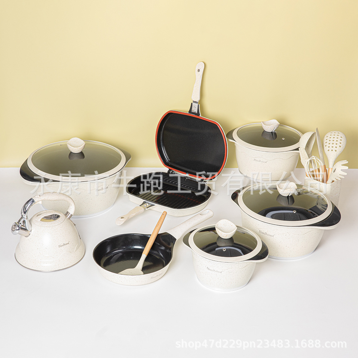 Juego de fundición a presión de Amazon transfronterizo 20pcs de acero inoxidable silbido hervidor de agua utensilios de cocina de silicona