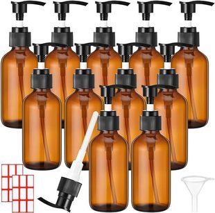 Spot Cross-Border 120ml Boston Glass Press Pump Bottle Lotion Bottle 4 oz Hand Sanitizer Bottle Shampoo Empty Bottle