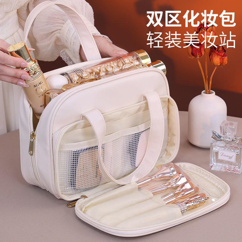 Luz de lujo de alta calidad gran capacidad multifuncional bolsa de maquillaje de almacenamiento bolsa de maquillaje portátil de viaje bolsa de lavado