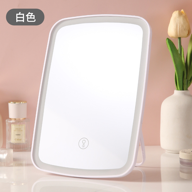 espejo de maquillaje LED con lámpara de escritorio portátil plegable recargable espejo de iluminación doméstico in viento dormitorio espejo de mesa