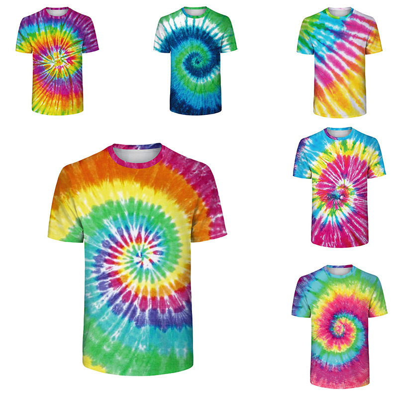 2021 spring and summer tie-dye printing series European and American men's clothing series fashion 3d printing men's T-shirt multi-color top
