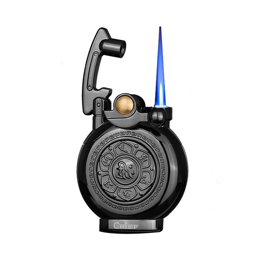 Leader Ruyi rocker inflatable lighter windproof blue flame straight creative decompression turntable personalized grinding wheel lighter