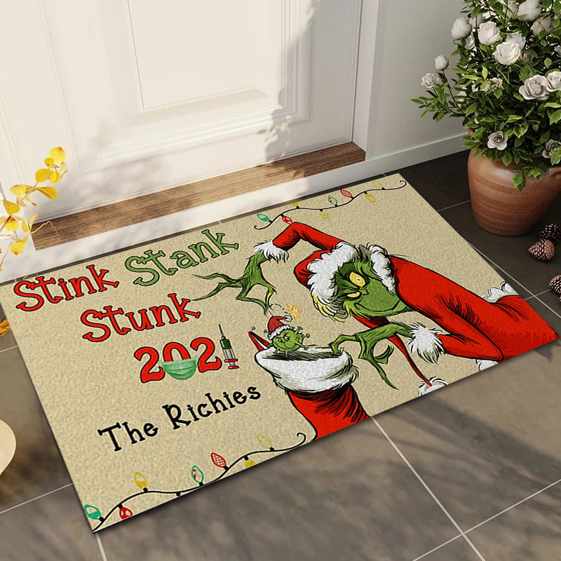 Alfombra de piso de payaso verde transfronteriza Grinch Navidad alfombra de puerta decorativa alfombra de piso al aire libre alfombra de vacaciones de Navidad