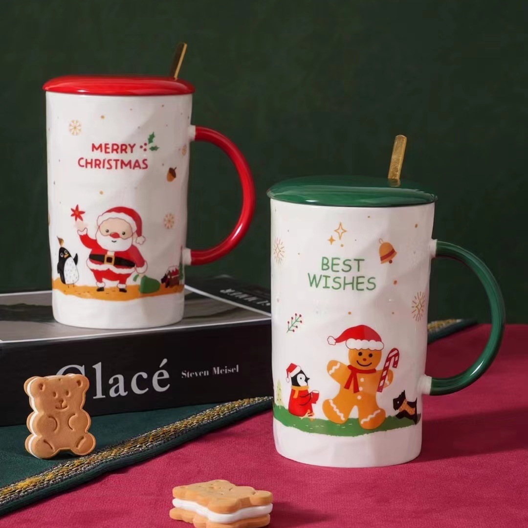 Estilo nórdico creativo regalo de gran capacidad Taza de cerámica personalizada Navidad taza de café de oficina