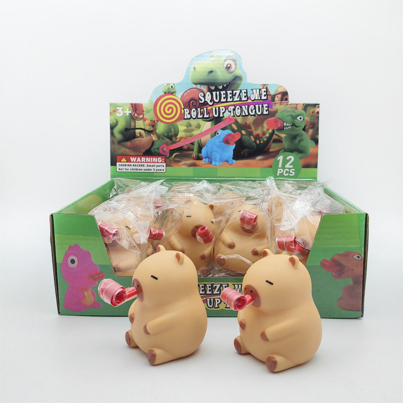 Cross-border tongue roll kappibala squeeze tongue capybara decompression toy pinch music creative kappibala wholesale